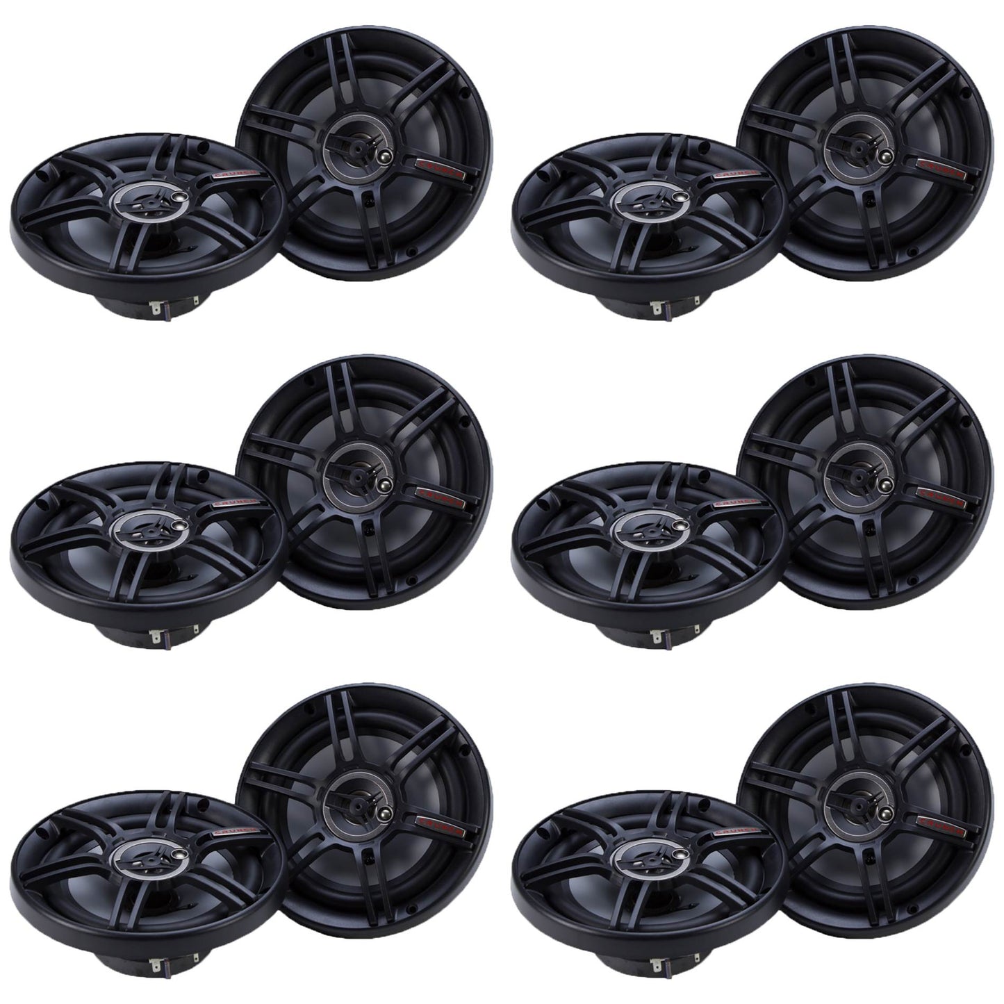 Crunch CS-653 300 Watts 6.5-Inch 3-Way 4 Ohms Steel Basket CS Speakers (12 Pack)