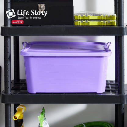 Life Story 55 Quart Stackable Storage Bin, Light Duty Container, Purple, 12 Pack
