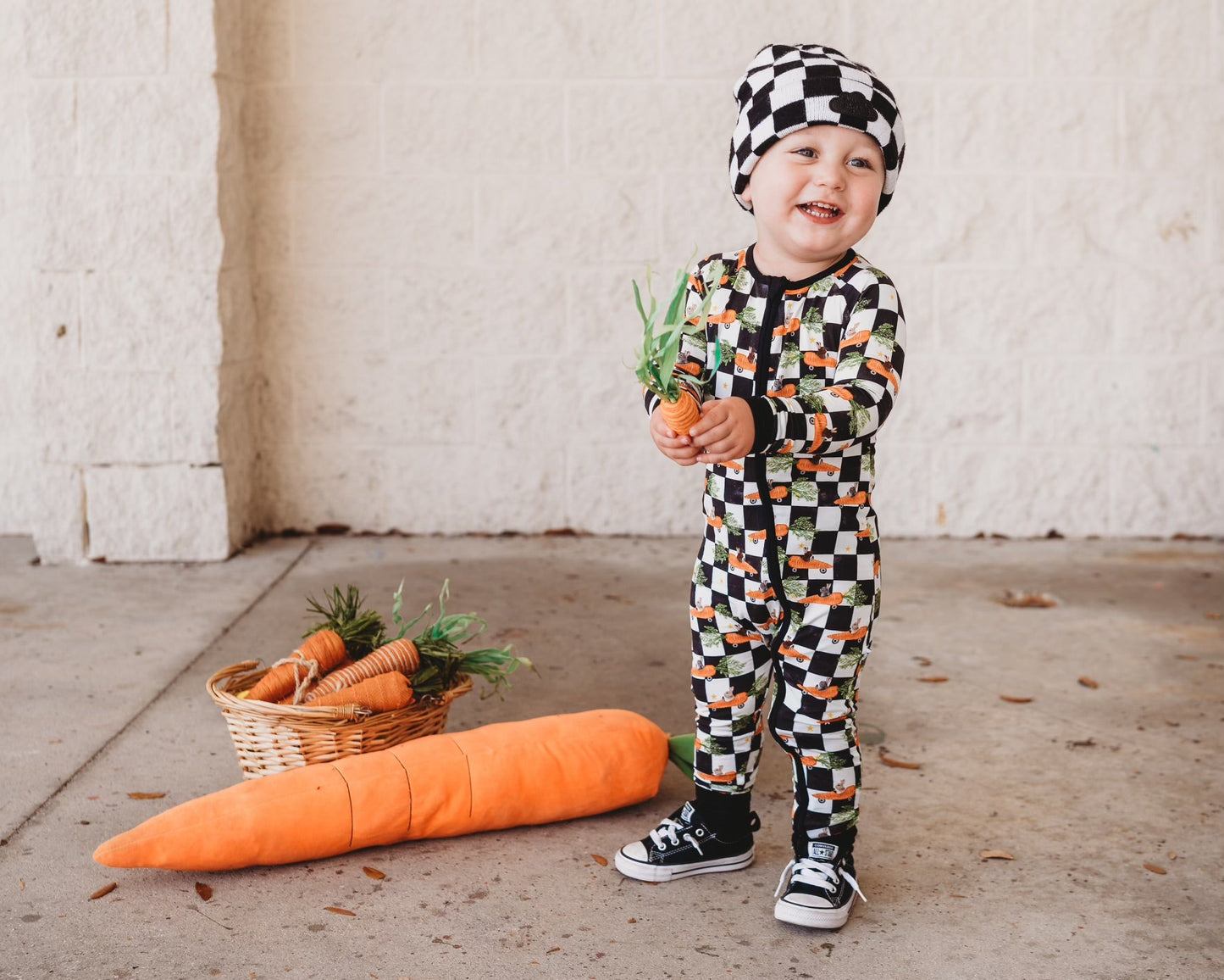 RACING CARROT CHECKERS DREAM ROMPER