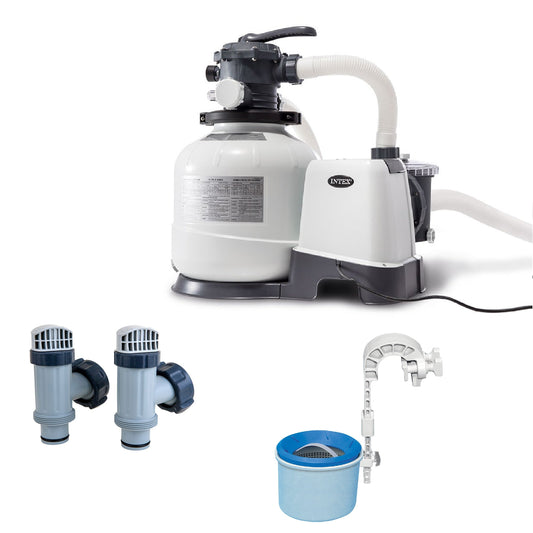Intex 2800 GPH Sand Filter Pump w/ Automatic Timer Replacement Valves & Skimmer