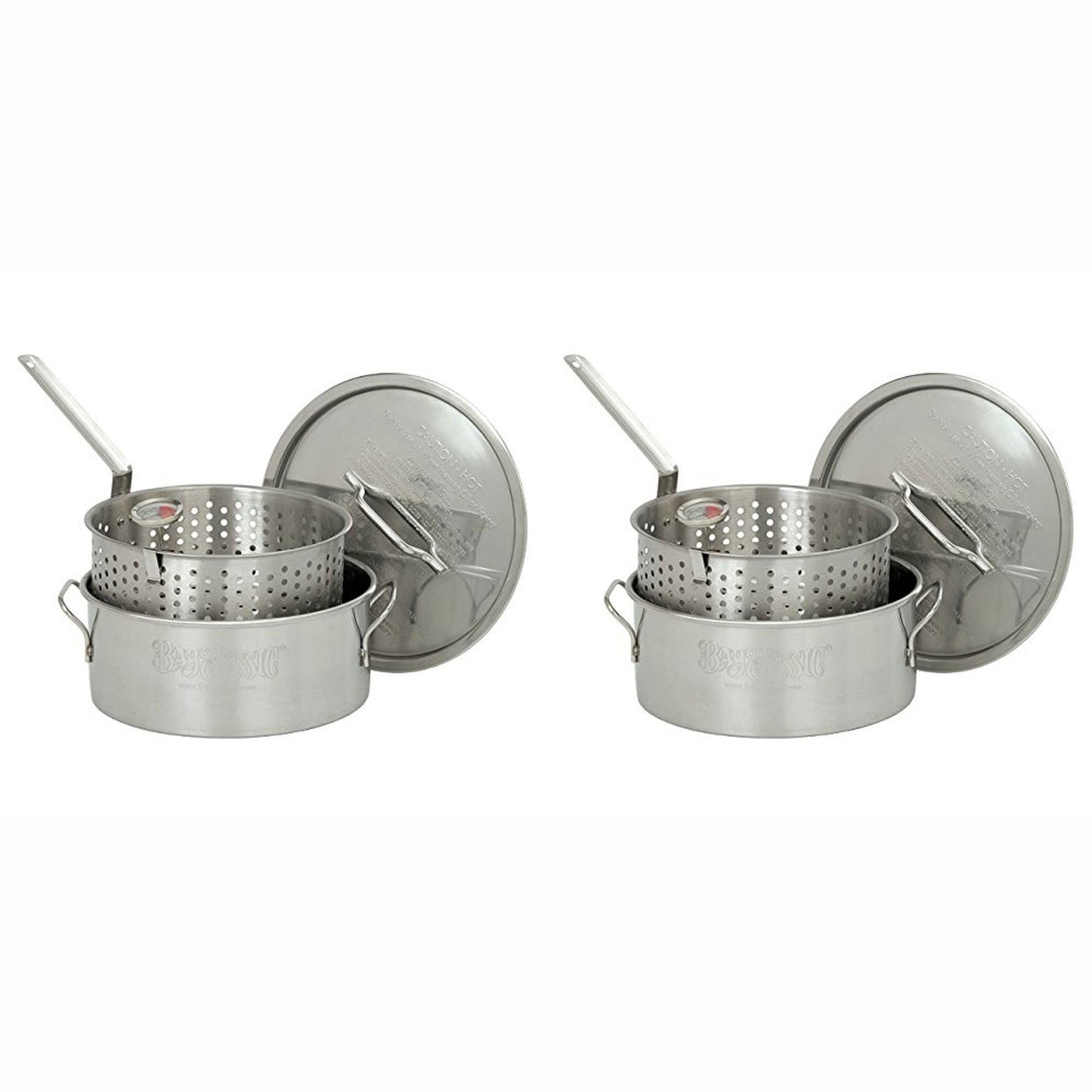 Bayou Classic Durable 10 Qt. Stainless Steel Fry Pot/Perforated Basket (2 Pack)