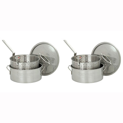 Bayou Classic Durable 10 Qt. Stainless Steel Fry Pot/Perforated Basket (2 Pack)