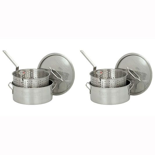 Bayou Classic Durable 10 Qt. Stainless Steel Fry Pot/Perforated Basket (2 Pack)