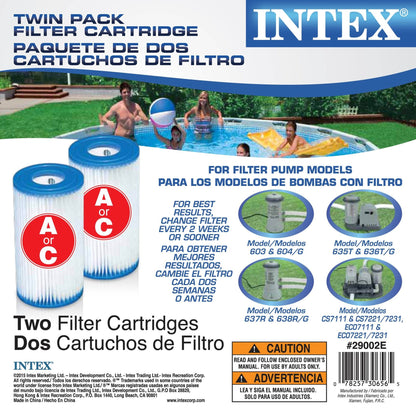 Intex Easy Set Swimming Pool Type A or C Filter Replacement Cartridges  (2 Pack)