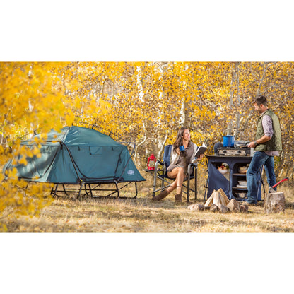 Kamp-Rite Double Quick Setup 2 Person Elevated Cot, Lounge Chair, & Tent, Gray