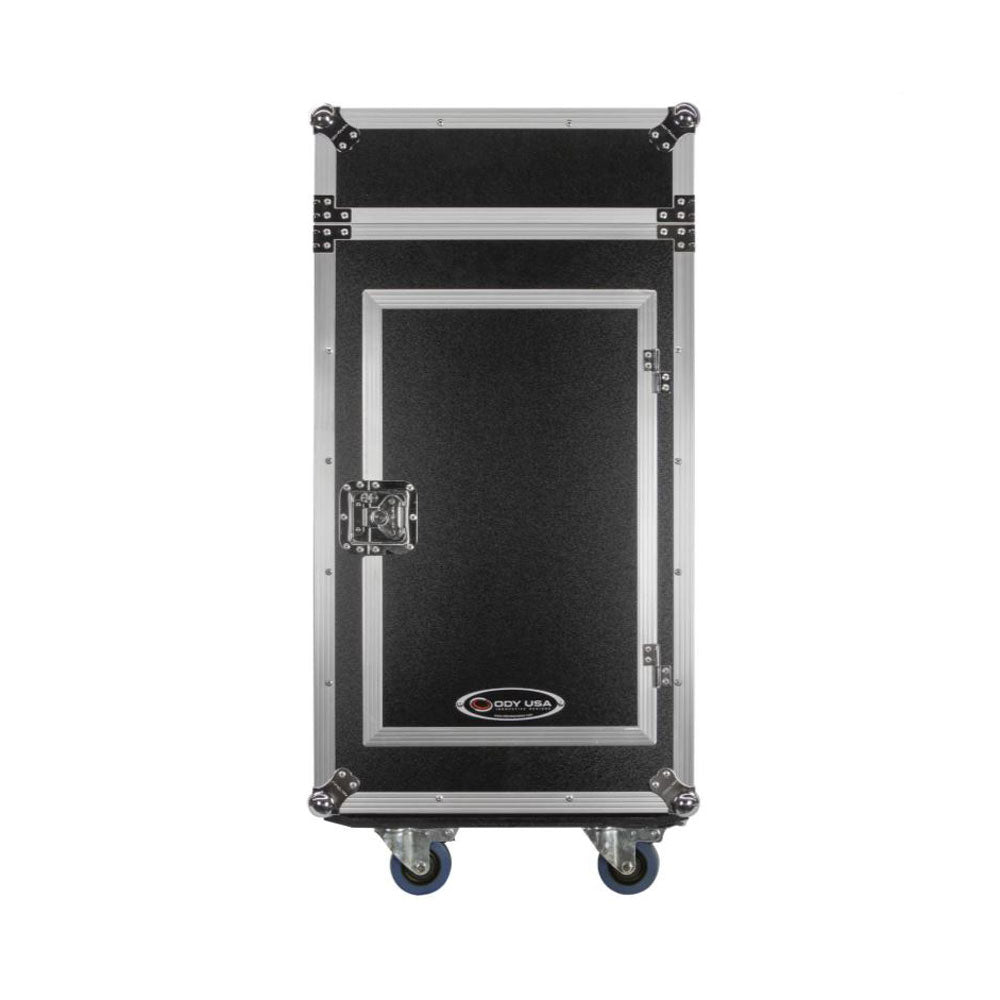 Odyssey FZ1316W 13U Top Slanted 16U Vertical Pro Combo Rack with Casters, Black