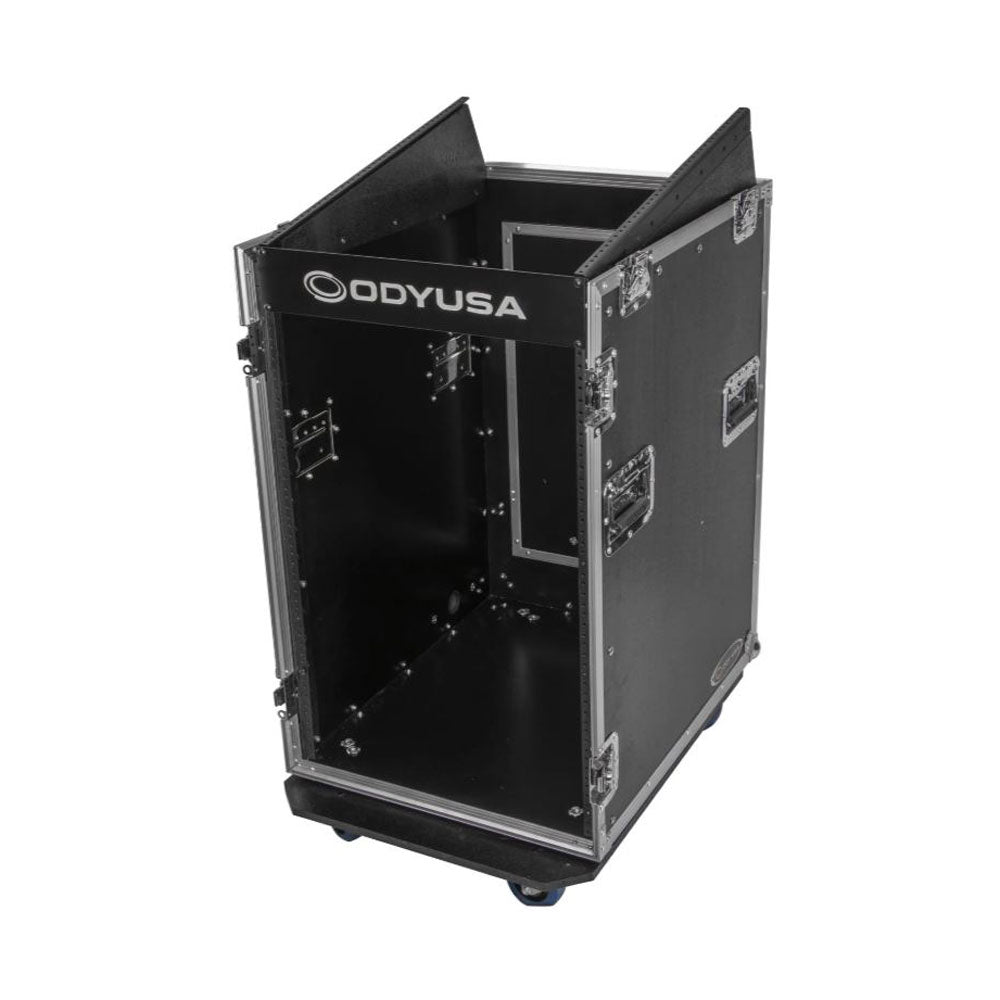 Odyssey FZ1316W 13U Top Slanted 16U Vertical Pro Combo Rack with Casters, Black