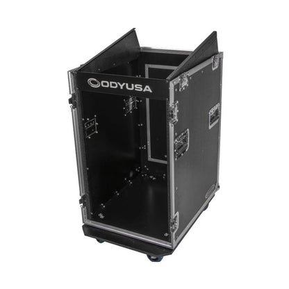 Odyssey FZ1316W 13U Top Slanted 16U Vertical Pro Combo Rack with Casters, Black