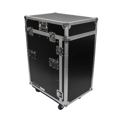 Odyssey FZ1316W 13U Top Slanted 16U Vertical Pro Combo Rack with Casters, Black