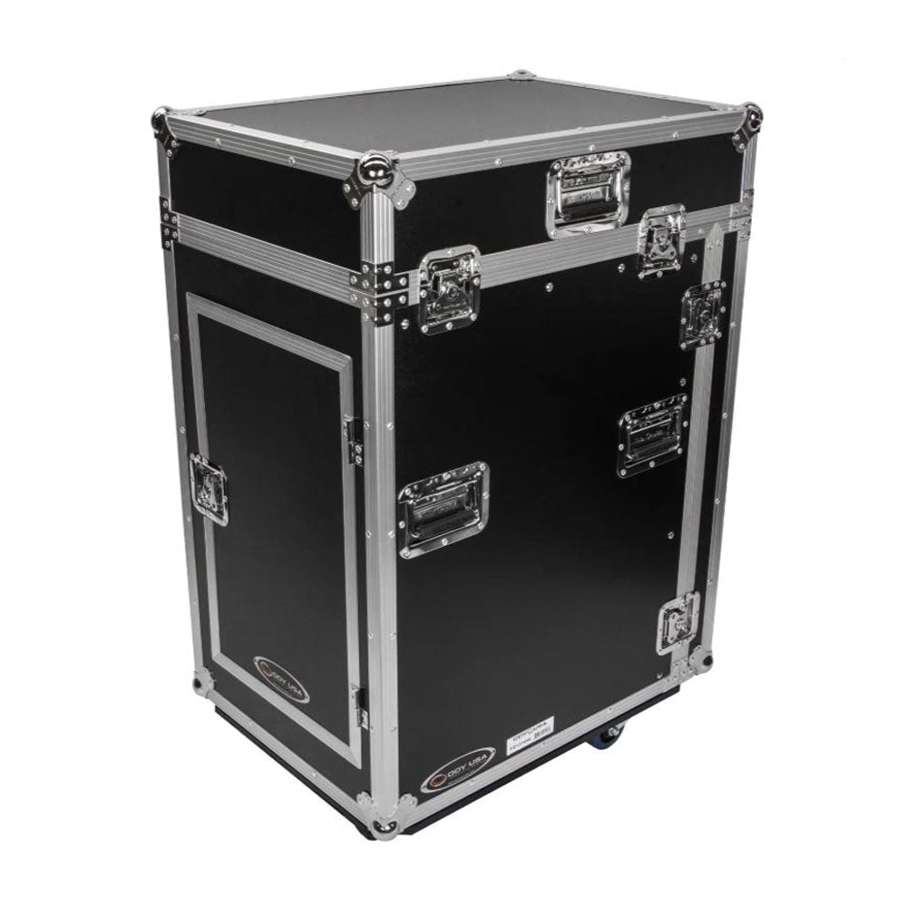 Odyssey FZ1316W 13U Top Slanted 16U Vertical Pro Combo Rack with Casters, Black