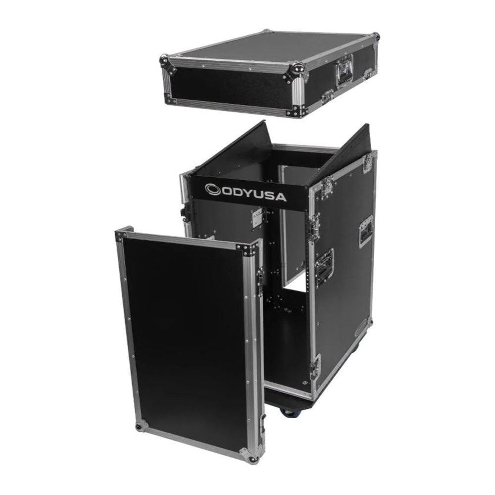 Odyssey FZ1316W 13U Top Slanted 16U Vertical Pro Combo Rack with Casters, Black