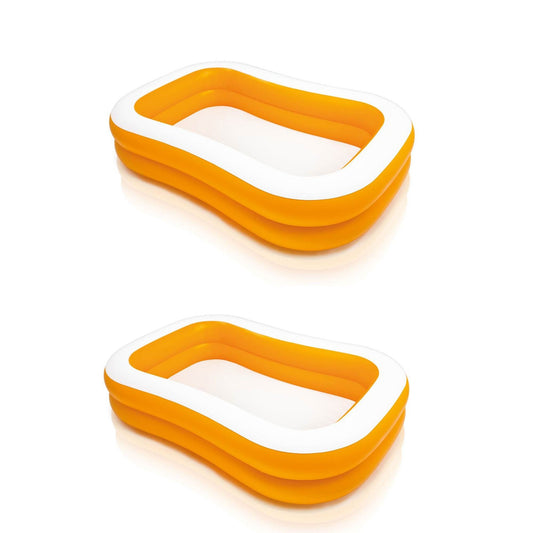 Intex 90in x 58in x 18in Outdoor Inflatable Family Swim Center, Orange (2 Pack)