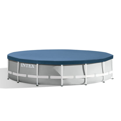 Intex Metal Frame 15' x 48" Outdoor Above Ground Pool Set with Round Pool Cover
