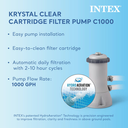 Intex Metal Frame 15' x 48" Outdoor Above Ground Pool Set with Round Pool Cover