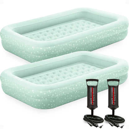 Intex Kids Travel Inflatable Air Mattress with Raised Sides & Hand Pump (2 Pack)