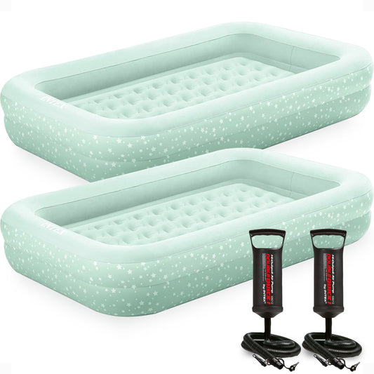 Intex Kids Travel Inflatable Air Mattress with Raised Sides & Hand Pump (2 Pack)