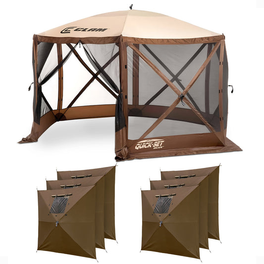 Clam Quick Set Escape Pop Up Camping Outdoor Canopy Gazebo Shelter with 6 Panels
