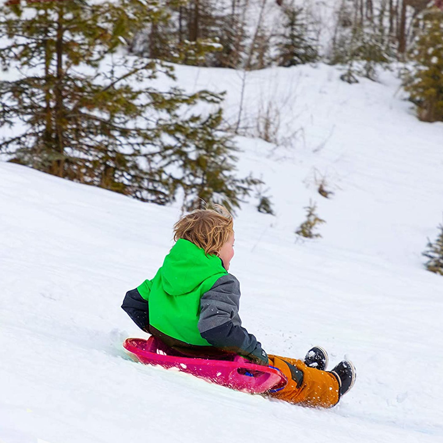Lucky Bums Circular Saucer Snow Sled for Winter Sledding, 25" Diameter, Pink