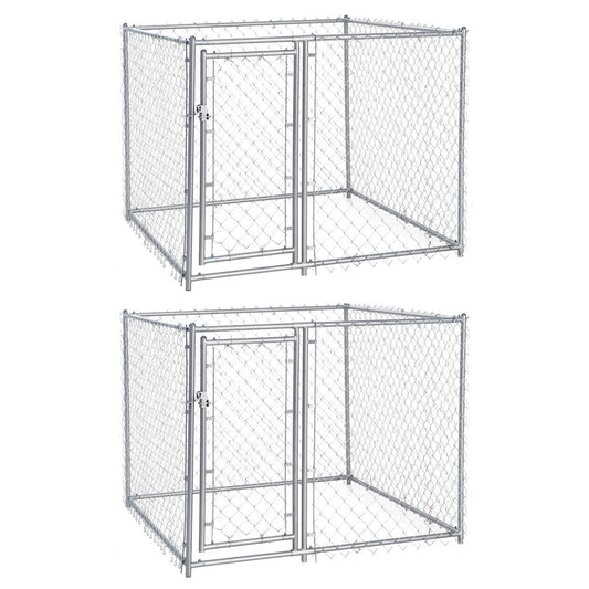 Lucky Dog 5 x 5 x 4 Foot Heavy Duty Outdoor Chain Link Dog Kennel (2 Pack)