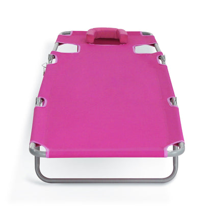 Ostrich Chaise Lounge, Portable Facedown Beach Camping Chair, Pink