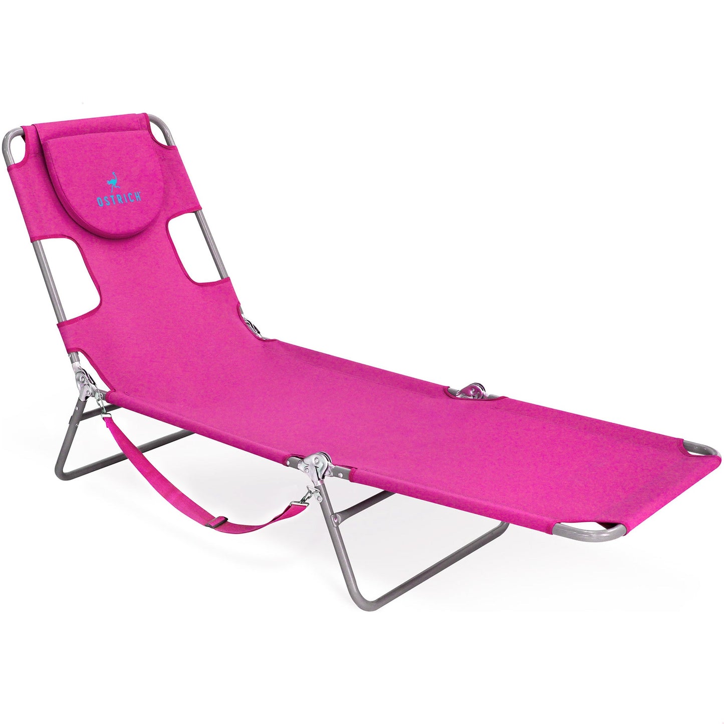 Ostrich Chaise Lounge, Portable Facedown Beach Camping Chair, Pink