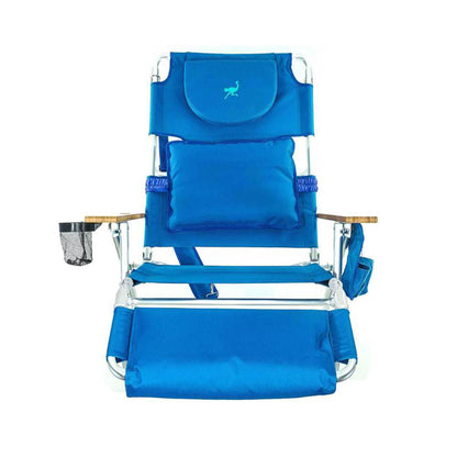 Ostrich Deluxe 3N1 Lightweight Outdoor Lawn Beach Lounge Chair w/ Footrest, Blue