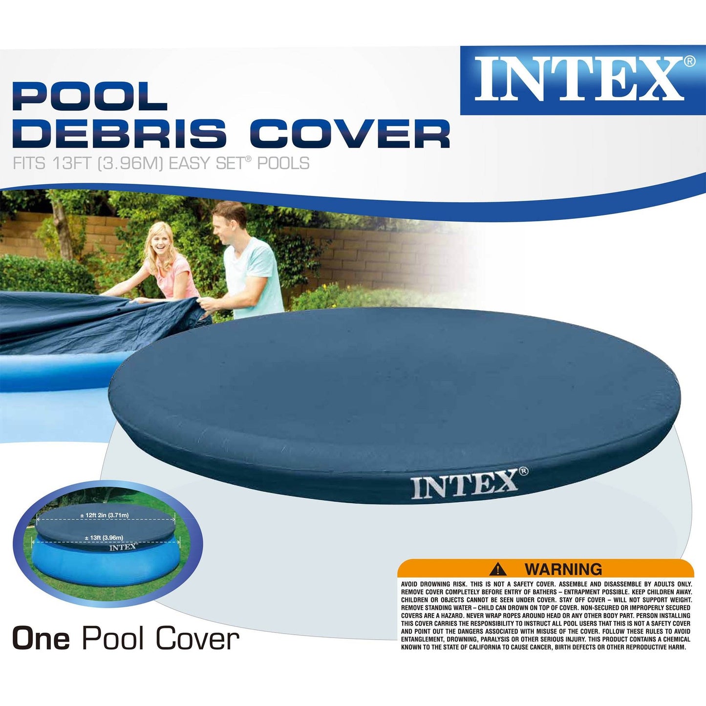 Intex 13 Foot Easy Set Rope Tie PVC Pool Cover w/ Type A/C Filter Cartridges