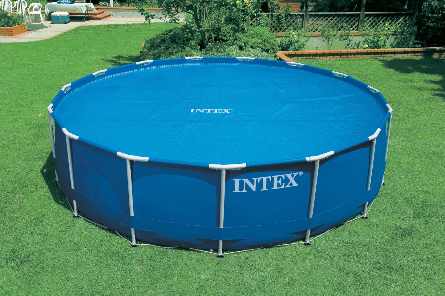 Intex 18 Foot Solar Vinyl Pool Cover and Wall Mounted Automatic Surface Skimmer