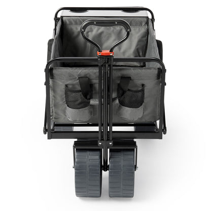 Mac Sports Collapsible All Terrain Beach Utility Wagon Cart with Table, Grey