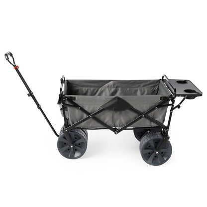Mac Sports Collapsible All Terrain Beach Utility Wagon Cart with Table, Grey