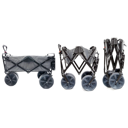Mac Sports Collapsible All Terrain Beach Utility Wagon Cart with Table, Grey