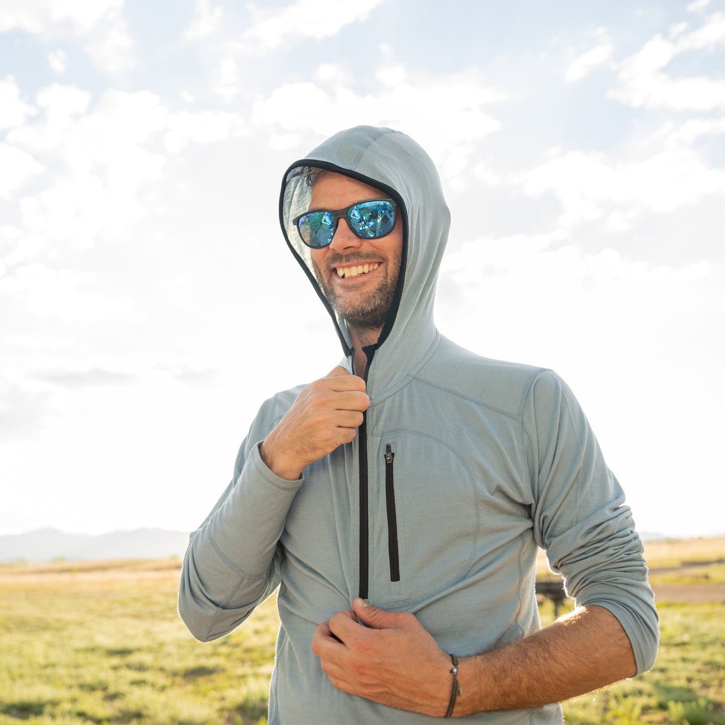 Micro Weight - Men's Wool 1/4 Zip Sun Hoodie Woolverino