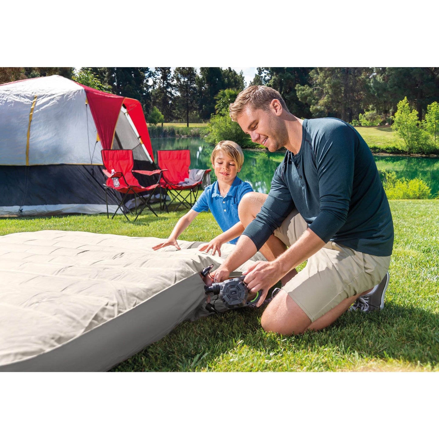 Intex Kidz Camping Travel Air Mattress w/Pump &120 Volt Electric Air Bed Pump