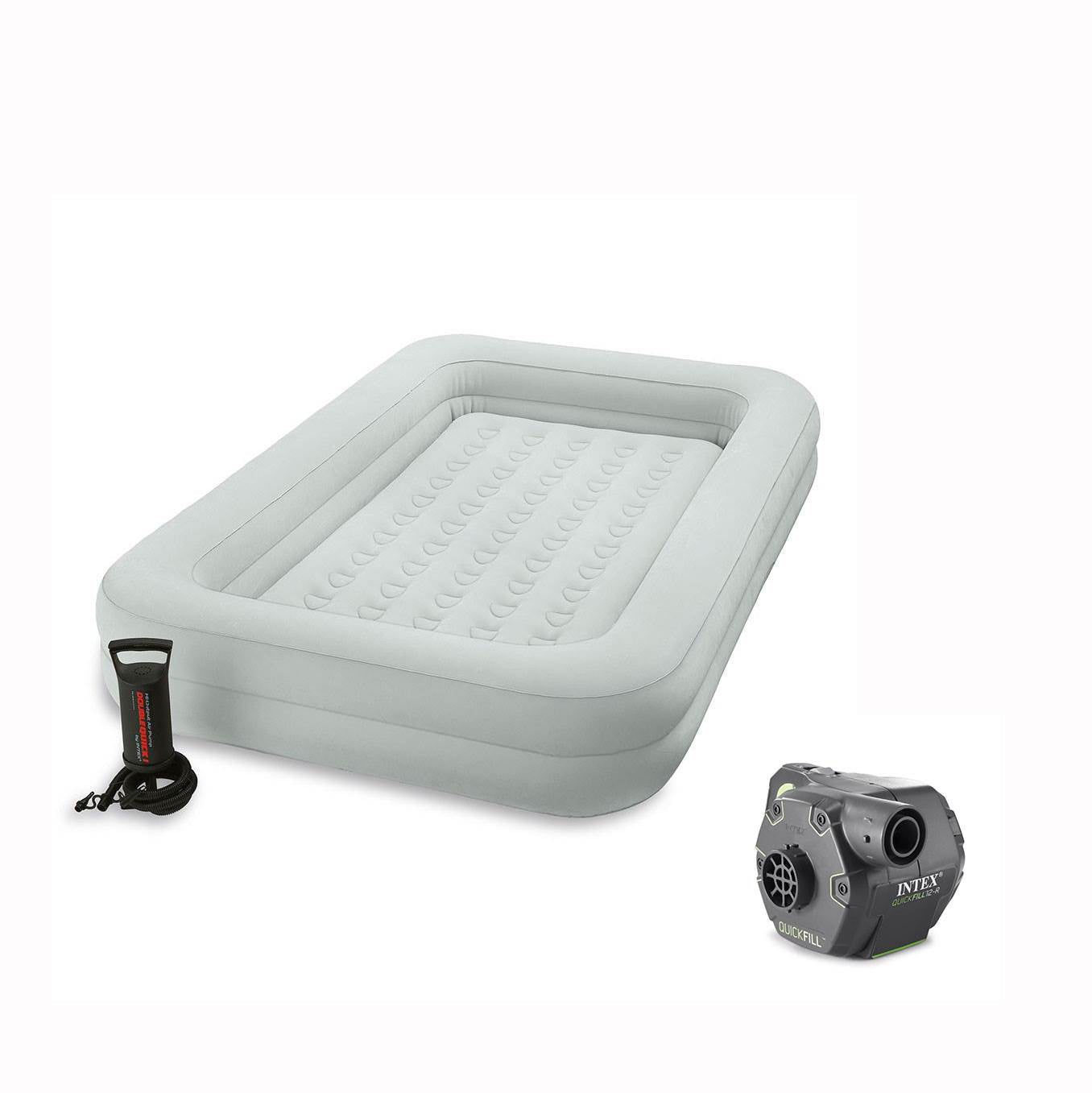 Intex Kidz Camping Travel Air Mattress w/Pump &120 Volt Electric Air Bed Pump