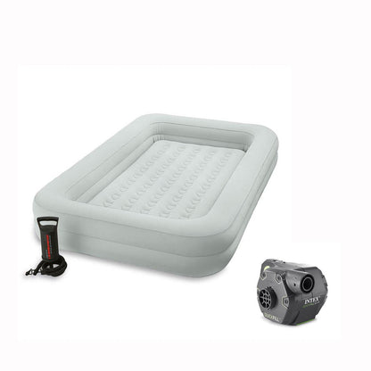 Intex Kidz Camping Travel Air Mattress w/Pump &120 Volt Electric Air Bed Pump