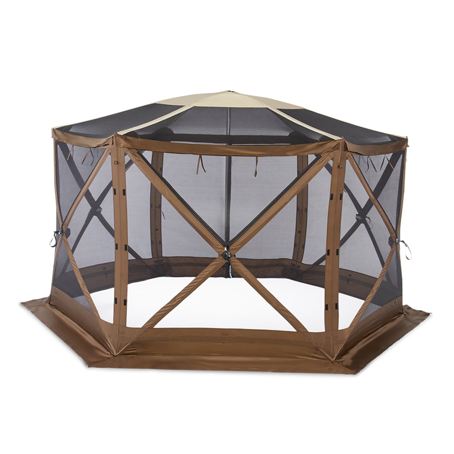 Clam Quick Set Escape Sky Screen Portable Camping Outdoor Gazebo Shelter, Brown