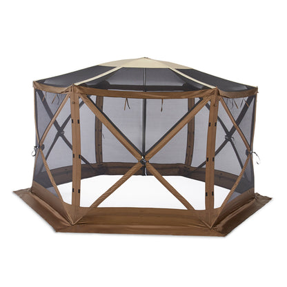 Clam Quick Set Escape Sky Screen Portable Camping Outdoor Gazebo Shelter, Brown