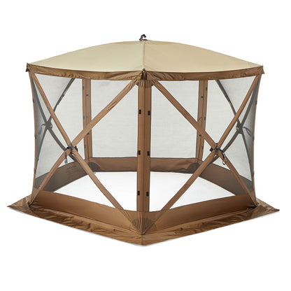 Clam Portable Outdoor Camping Canopy, Brown + Clam Quick Set Wind and Sun Panels