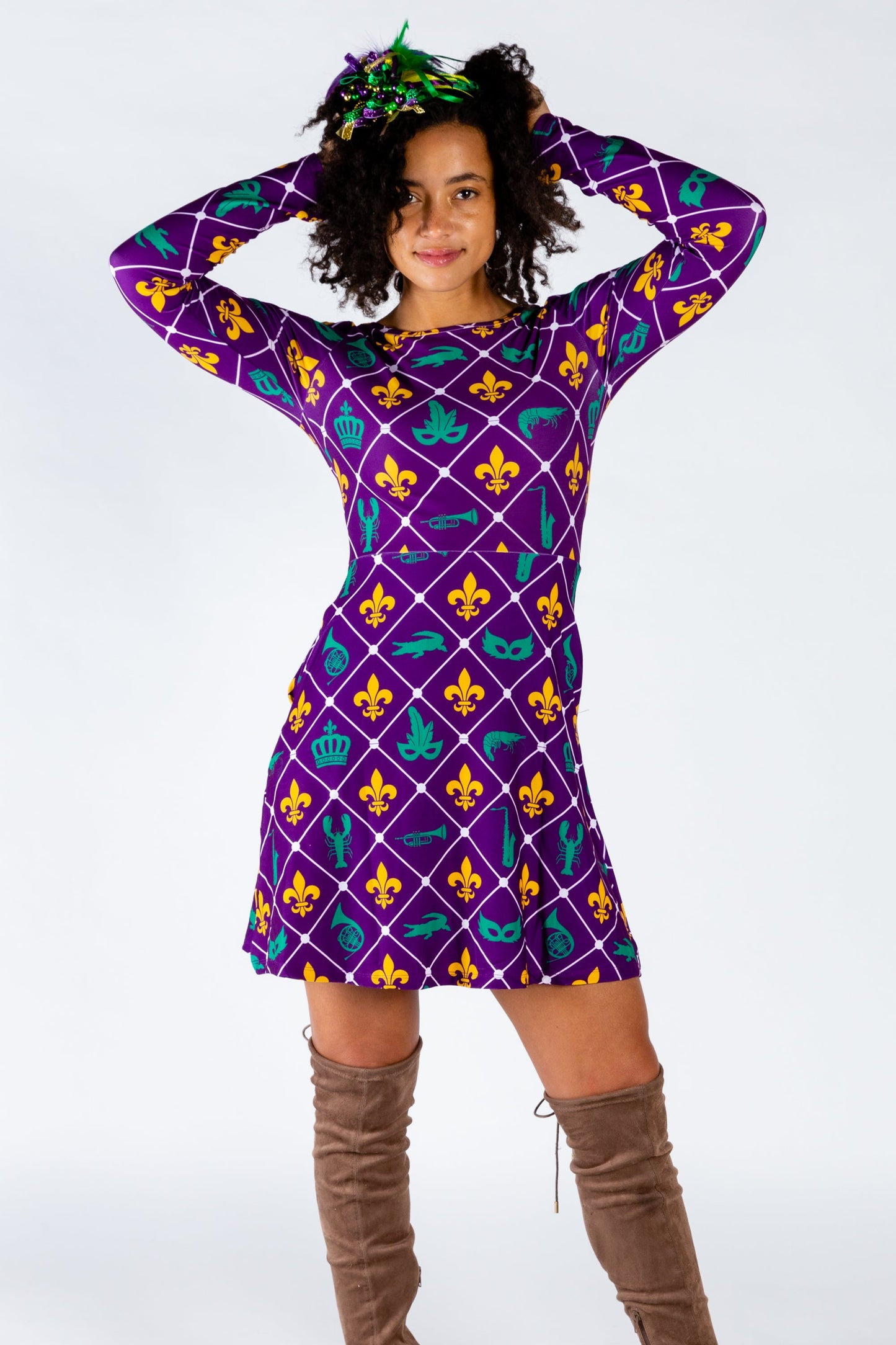 The Bourbon St. Special | Mardi Gras Printed Skater Dress