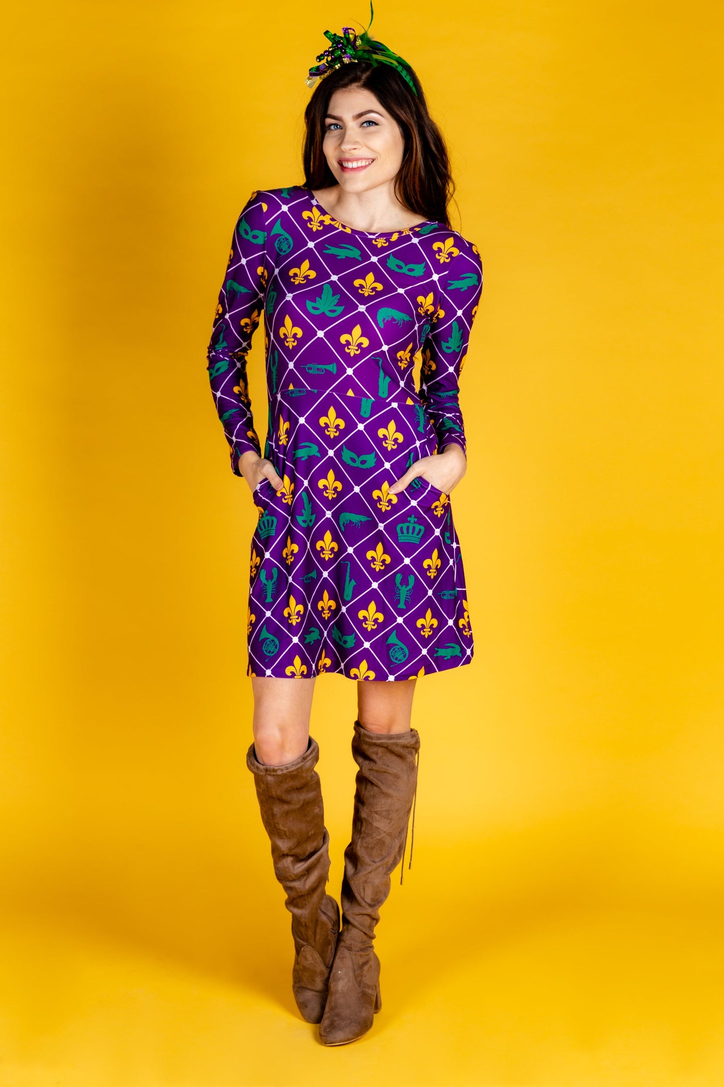 The Bourbon St. Special | Mardi Gras Printed Skater Dress