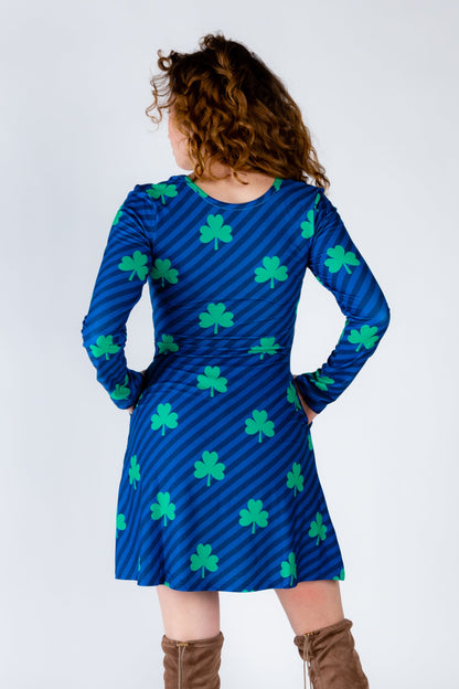 The Boondock | Navy Stripe Shamrock Skater Dress