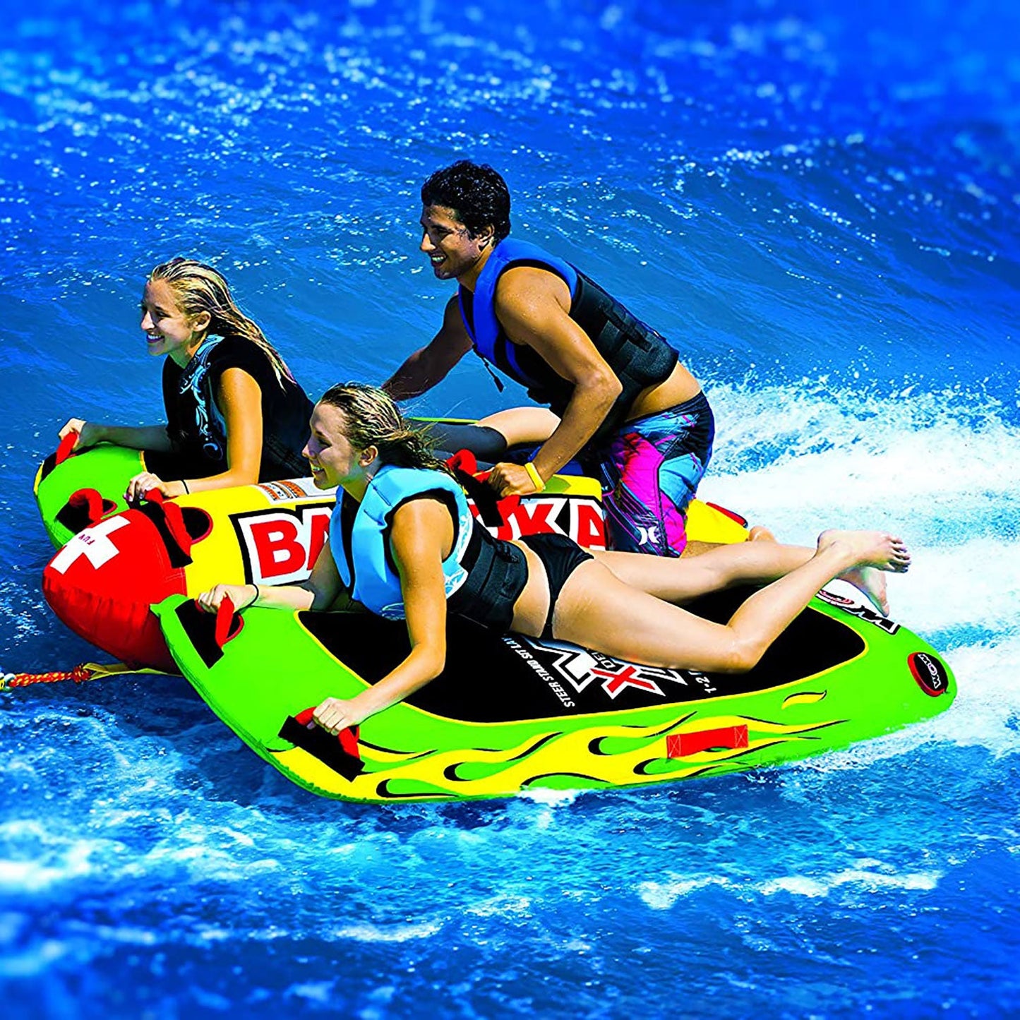 WOW Watersports 13-1010 Big Bazooka Steerable 1 to 4 Person Towable Tube, Green