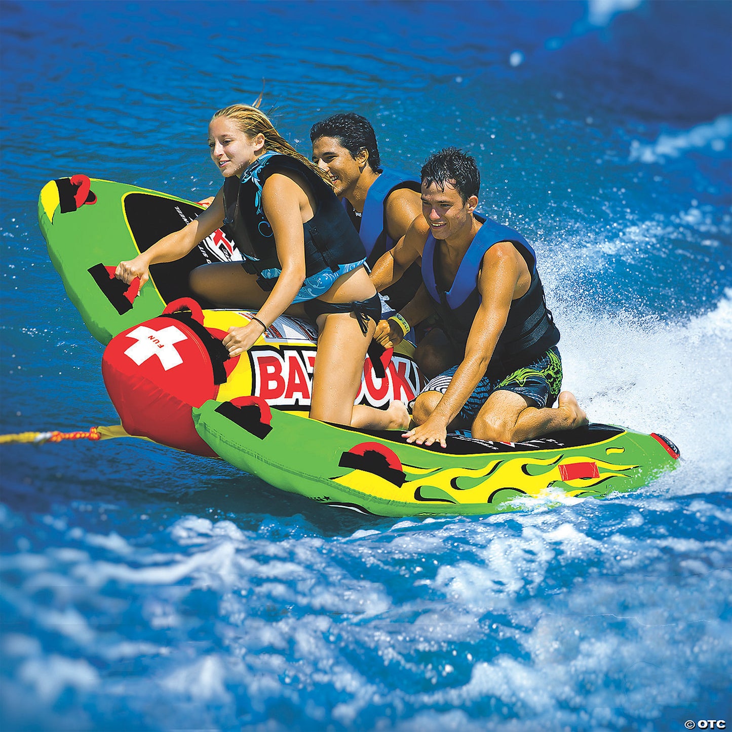 WOW Watersports 13-1010 Big Bazooka Steerable 1 to 4 Person Towable Tube, Green