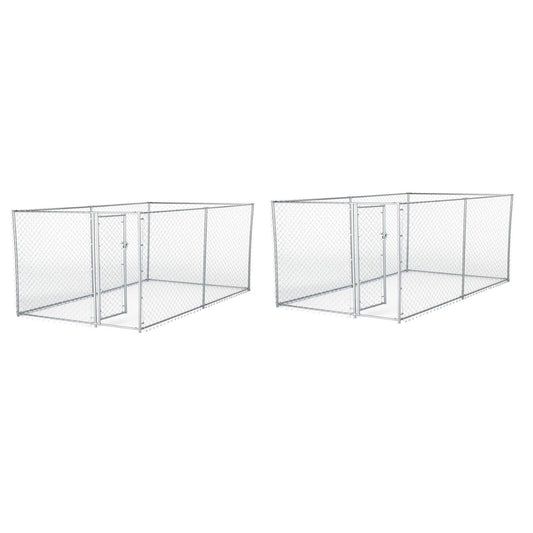 Lucky Dog 10 x 5 x 4 Foot Heavy Duty Outdoor Chain Link Kennel Enclosure (2 Pk)