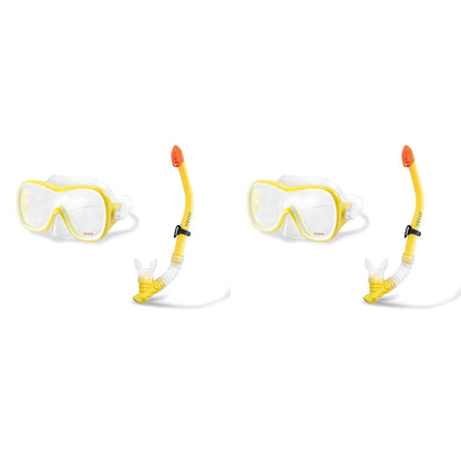 Intex Wave Rider Hypoallergenic Latex Free Mask & Easy Flow Snorkel Set (2 Pack)