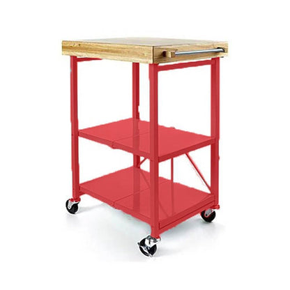 Origami 3 Shelf Kitchen Island Bar Cart with Double Wine Rack Bottle Holder