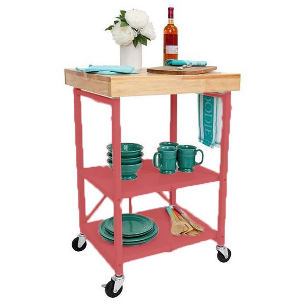 Origami 3 Shelf Kitchen Island Bar Cart with Double Wine Rack Bottle Holder