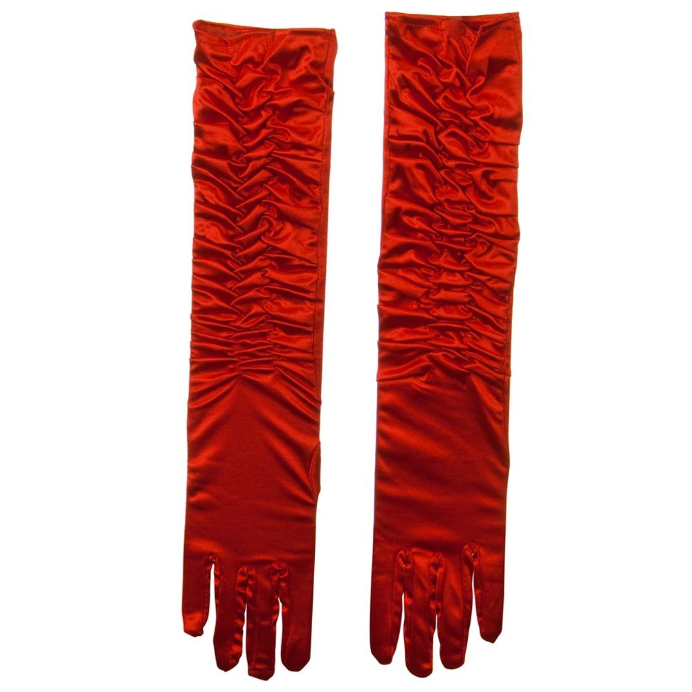 Gathered Satin 18 Inch Long Glove