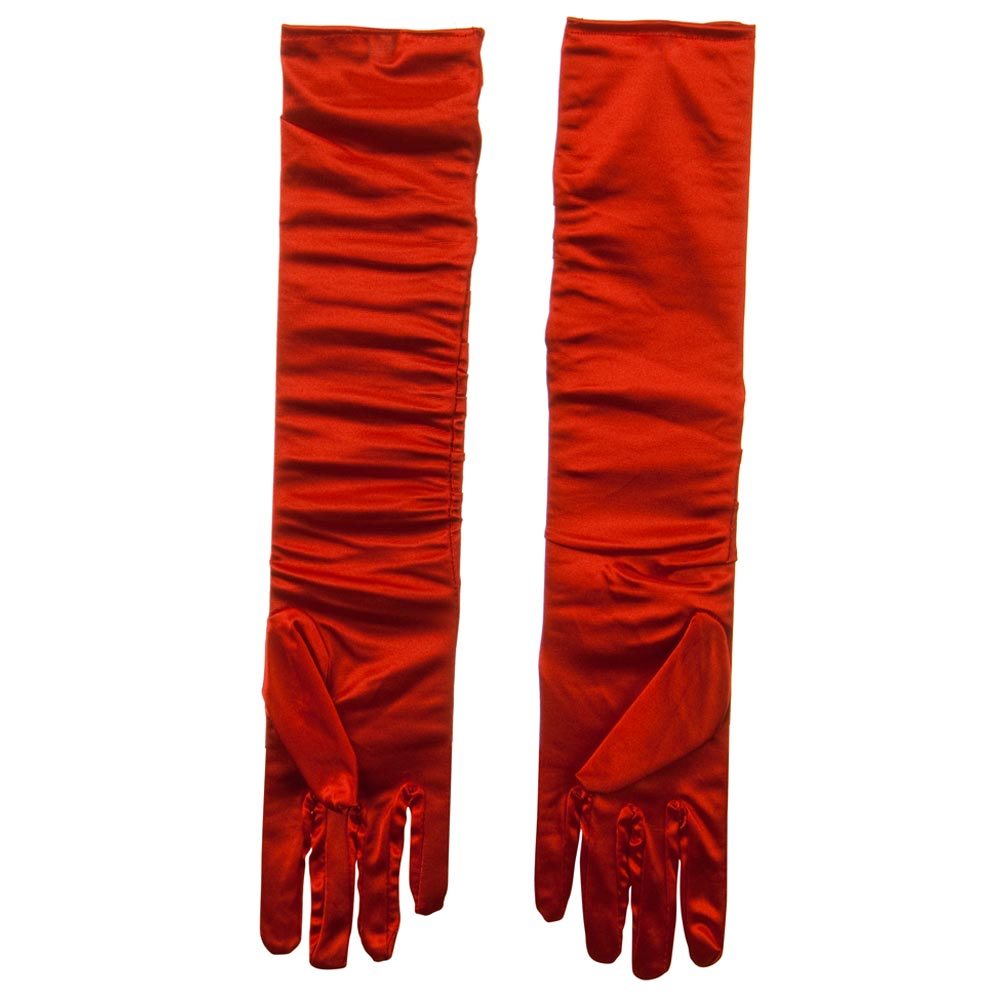 Gathered Satin 18 Inch Long Glove