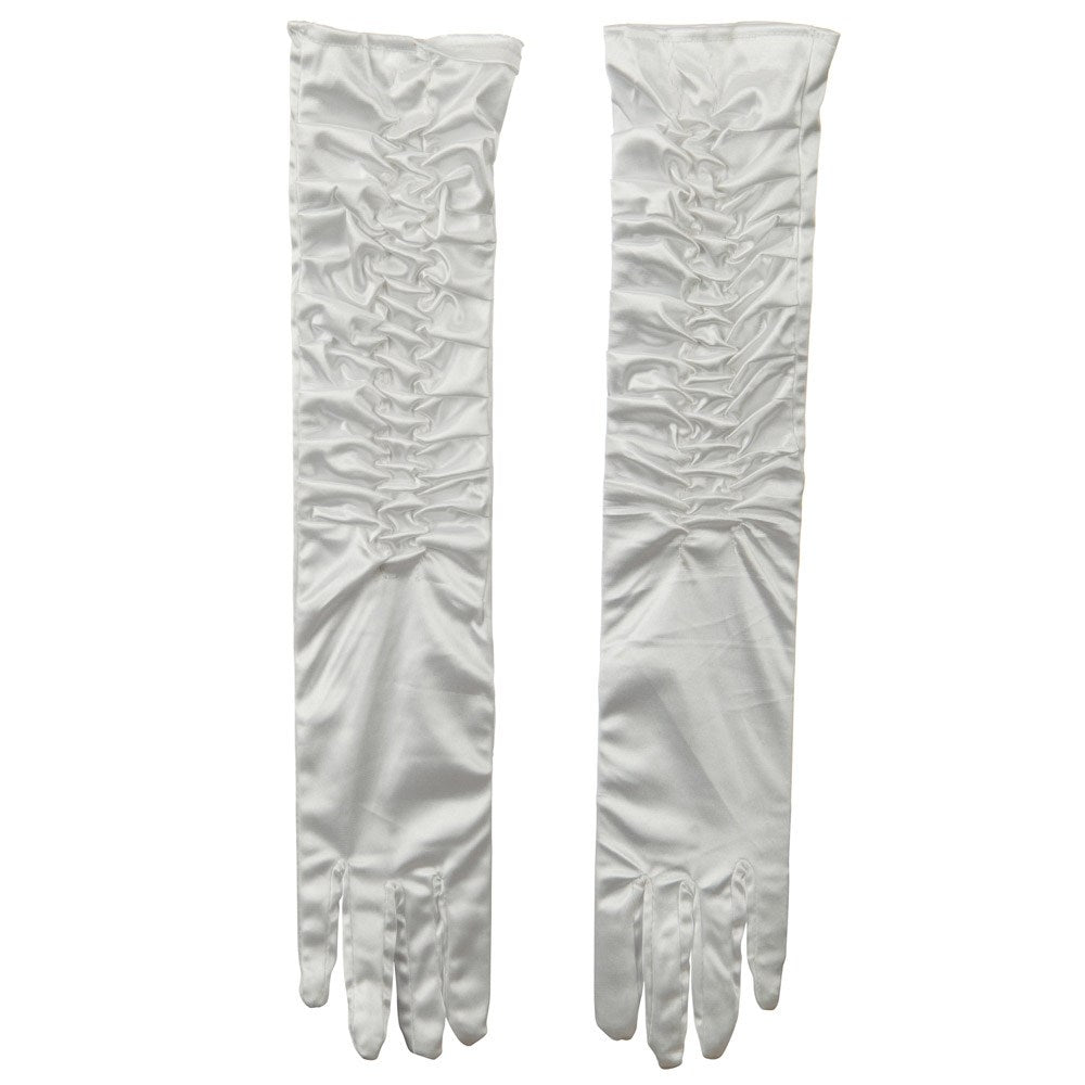 Gathered Satin 18 Inch Long Glove